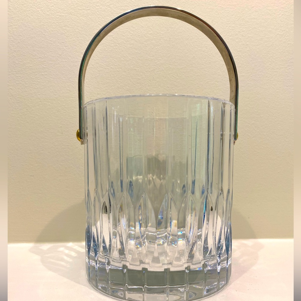 Mikasa Park Avenue Crystal Ice Bucket with Silver Chrome Handle